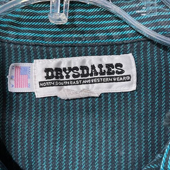 💚 Drysdales Teal Stripe Pearl Snap Western Shirt – Size L - Picture 6 of 10